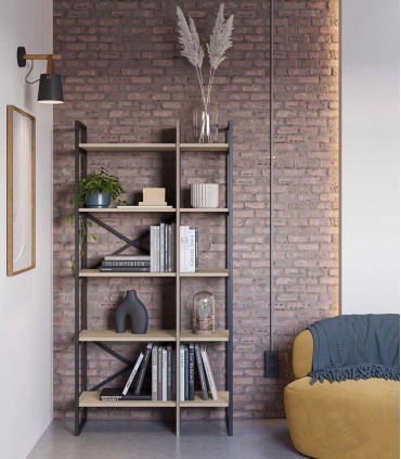 Estantería de metal y madera diseño industrial ARANIA MD